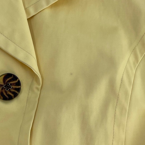 Anne Klein Butter Yellow Tortious Button Fitted Lined Long Sleeve Trench Coat - Picture 7 of 13